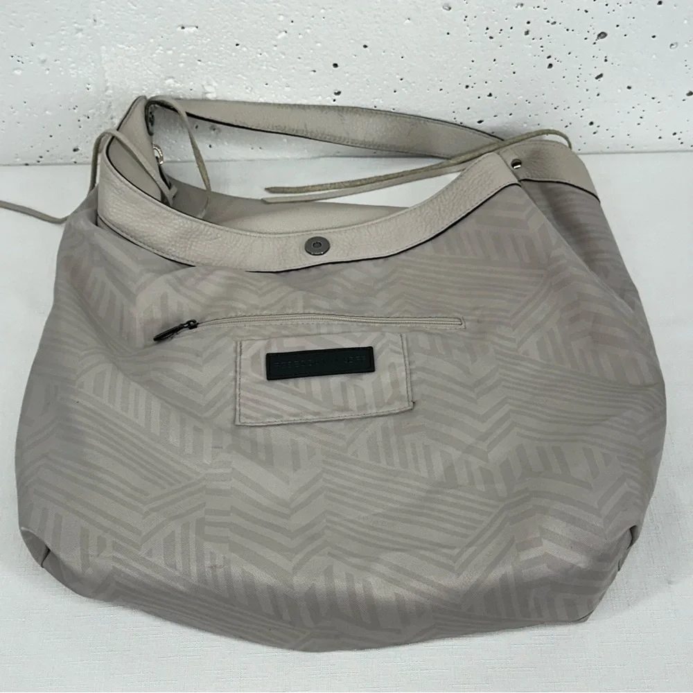 Rebecca Minkoff Large Gray Leather Bryn Double Zip Hobo Ladies Bag Purse